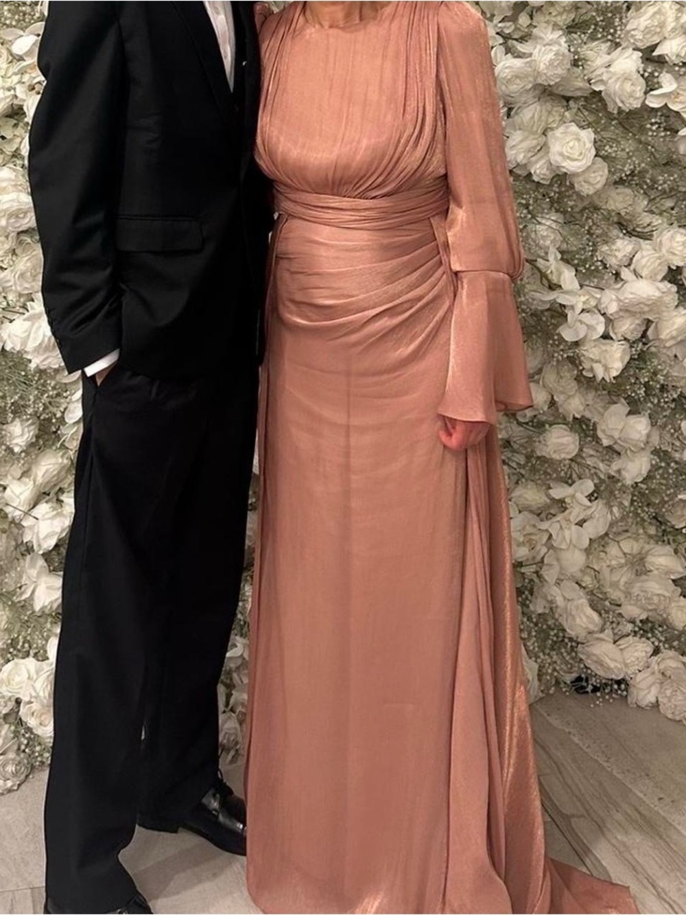 Elegant Modest Dusty Rose Formal Evening Gown Dress